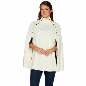 G.I.L.I. Cream Poncho with Gold Buttons